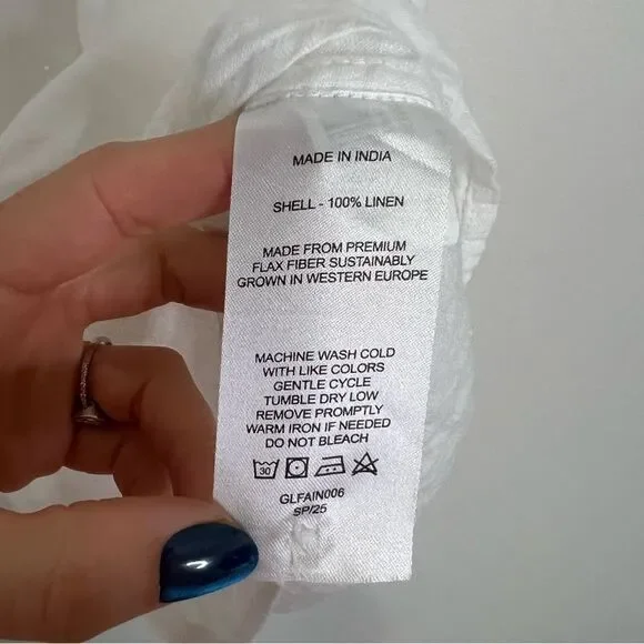 Quince Men's 100% European Linen Relaxed Short Sleeve Shirt White XL - Picture 6 of 7